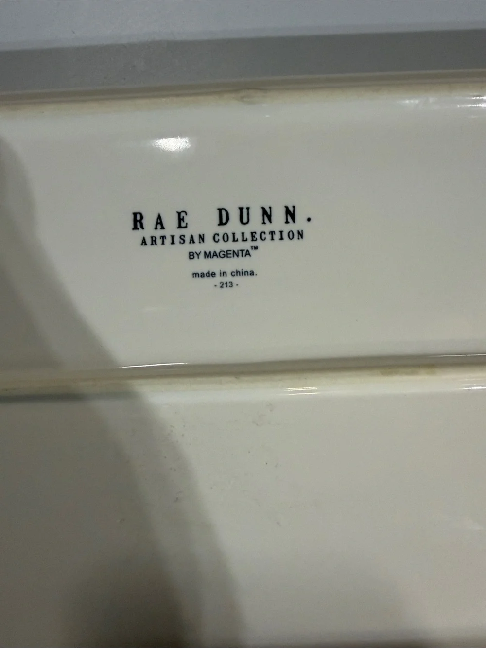 Rae Dunn Cream Tray with Red 